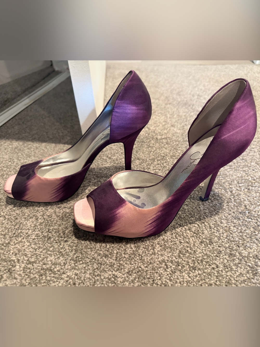 Jessica Simpson Purple and Pink Ombre Peep-Toe Heels